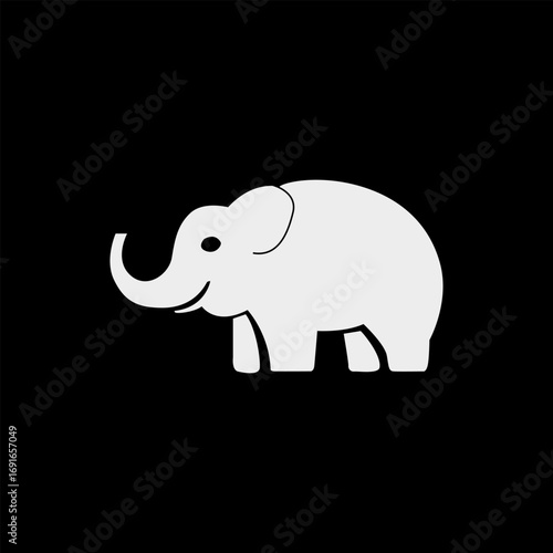Cute Elephant Silhouette Vector – Simple Cartoon Animal Illustration