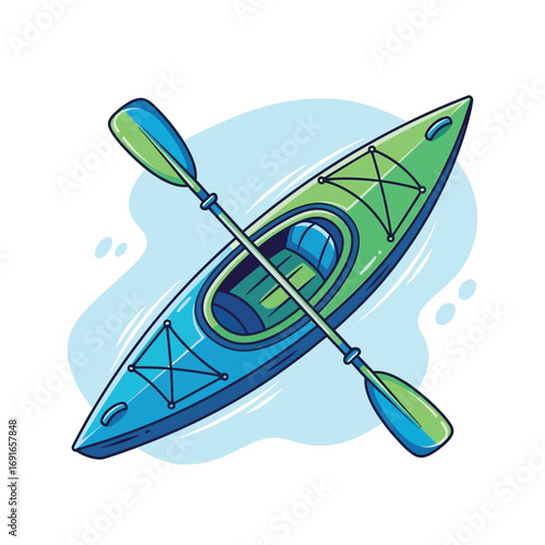 Vector design of a kayak boat and paddle