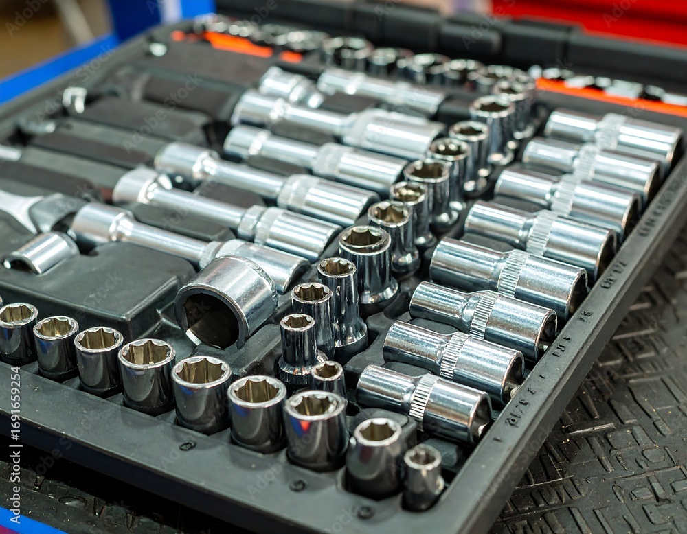 Naklejka premium Tools in organized storage