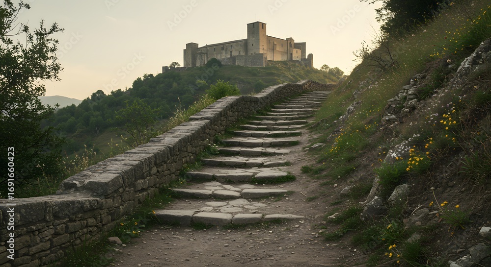 Fototapeta premium Ancient stone path to castle