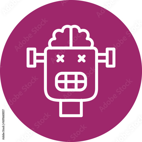 Robot Ghost Vector Line White Circles Multicolors