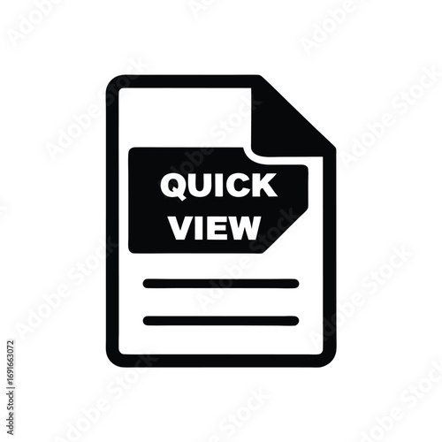 Quick View Text on Paper Sheet Icon Design with White Background