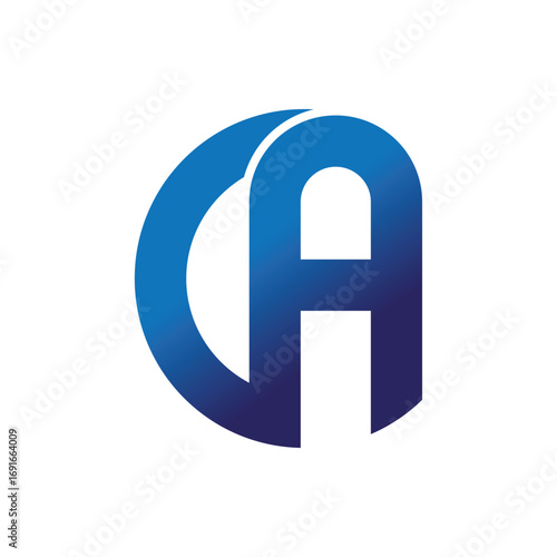 blue glossy icon Letter CA or  AC