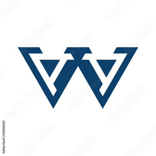Modern Blue Geometric W Logo