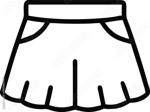 Skirt line art, fashion apparel design element, clothing outline illustration