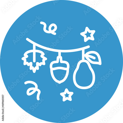 Autumn Festival Vector Line White Circles Multicolors