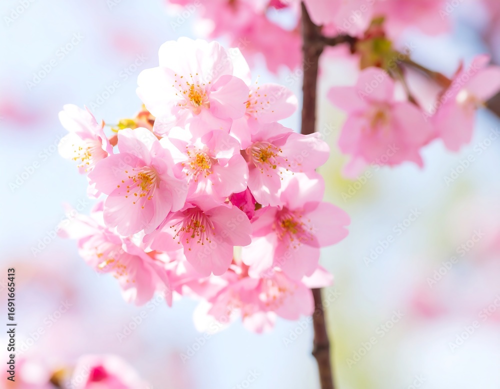 Fototapeta premium Close-up of delicate pink cherry blossoms (1)