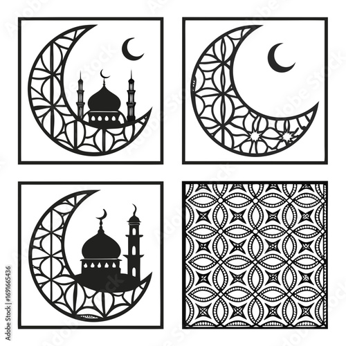 Ramadan kareem vector design with mosque and moon