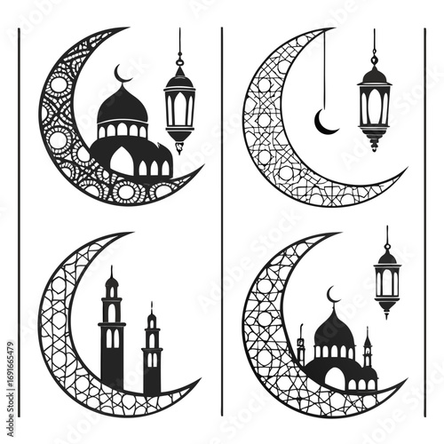 Ramadan kareem vector design with lantern and moon