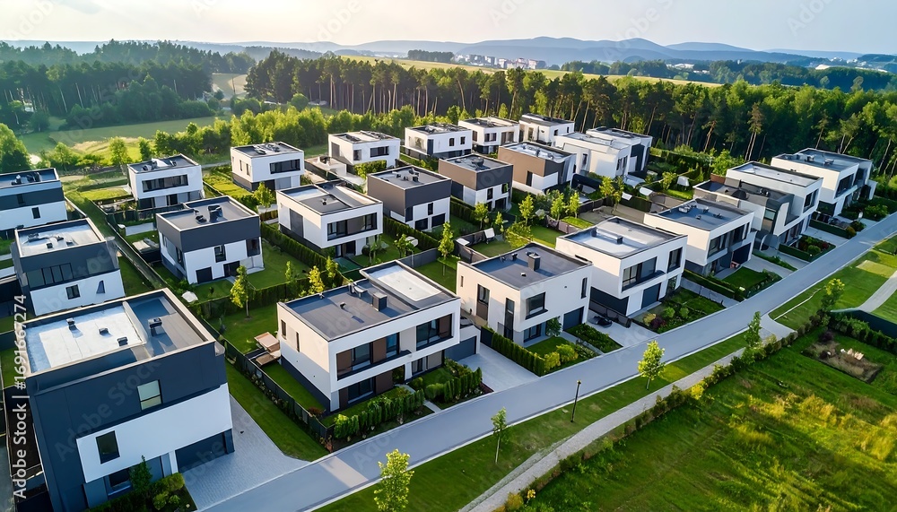 Fototapeta premium Aerial view of a modern housing estate