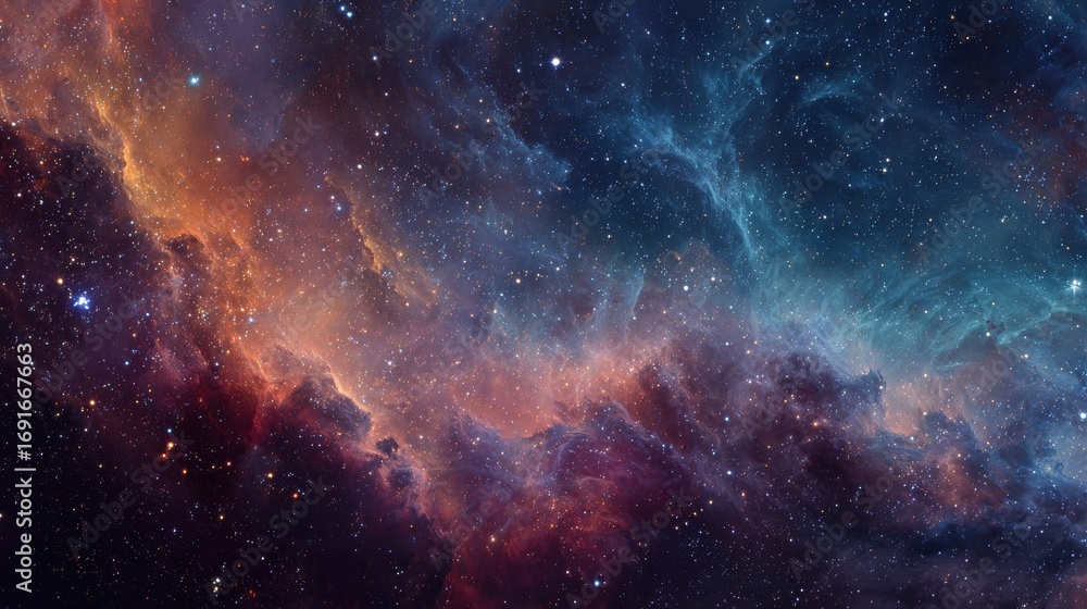 Fototapeta premium Vibrant nebula with stars in deep space