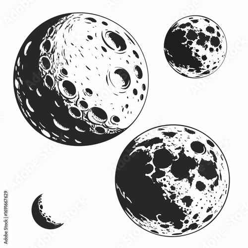 Various phases of the moon in vector format