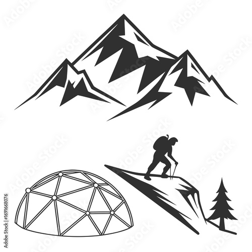 Mountain camping vector illustration for logo design