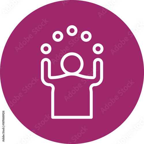 Street Performer Vector Line White Circles Multicolors