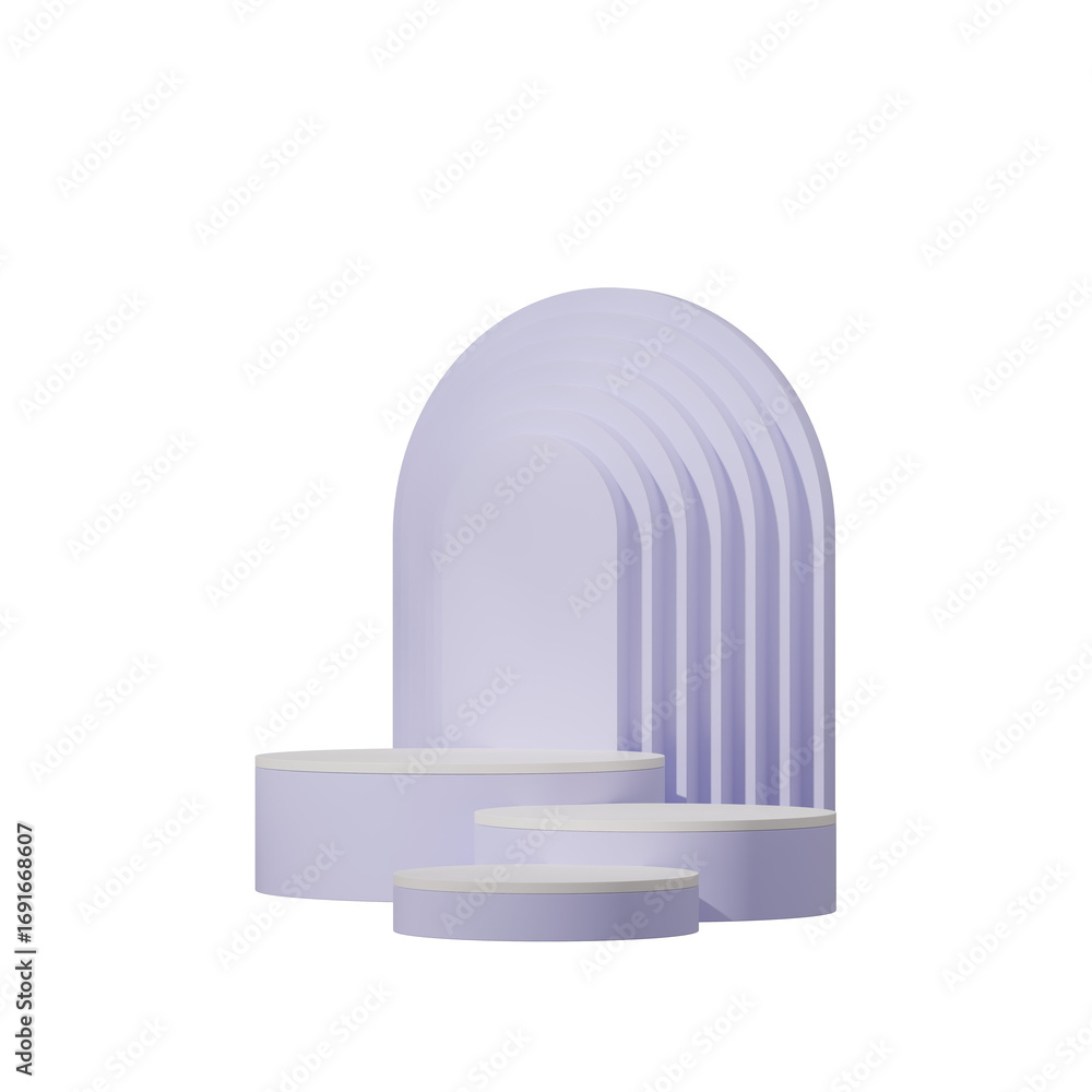Obraz premium arch backdrop image, of a 3d render blank space purple color curved cylinder 