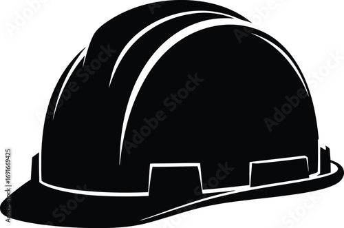 Black hard hat silhouette symbol for construction safety and worker protection equipment silhouette