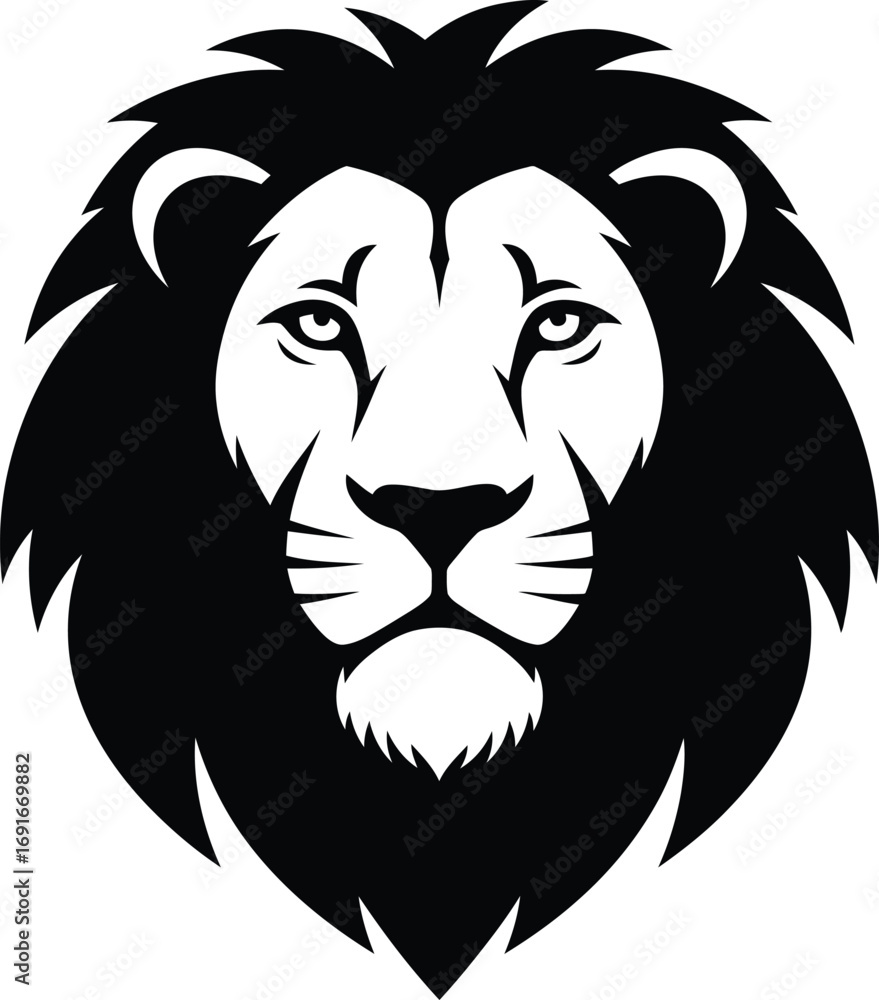 Fototapeta premium Majestic lion head silhouette symbolizing strength power royalty and wildness silhouette