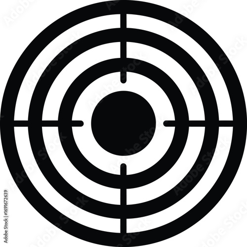 Classic circular target symbol with concentric rings and crosshairs for accuracy and precision silhouette
