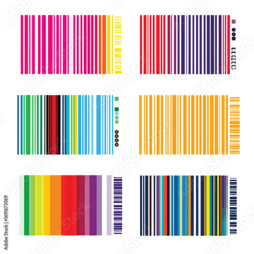 set of colorful barcode