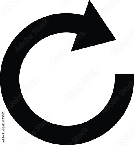 Circular arrow icon for refreshing reloading or repeating actions simple black symbol silhouette