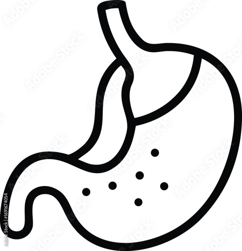 Stomach organ with spots in line art for healthcare resources