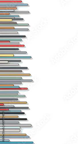Abstract horizontal bar chart graphic design with diverse color palette and subtle shadow effects