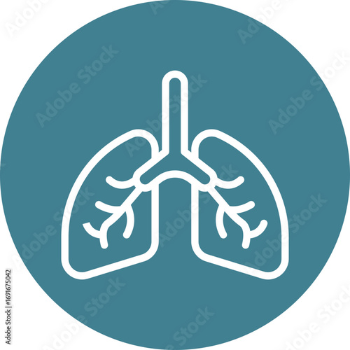 Lungs Vector Line White Circles Multicolors