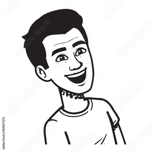 Handsome Man Black and White Illustration Vector Image Male Portrait Fashion Sketch Line Art Design	
