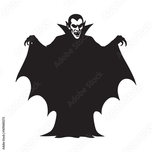 Halloween vampire black silhouette vector illustration on white background