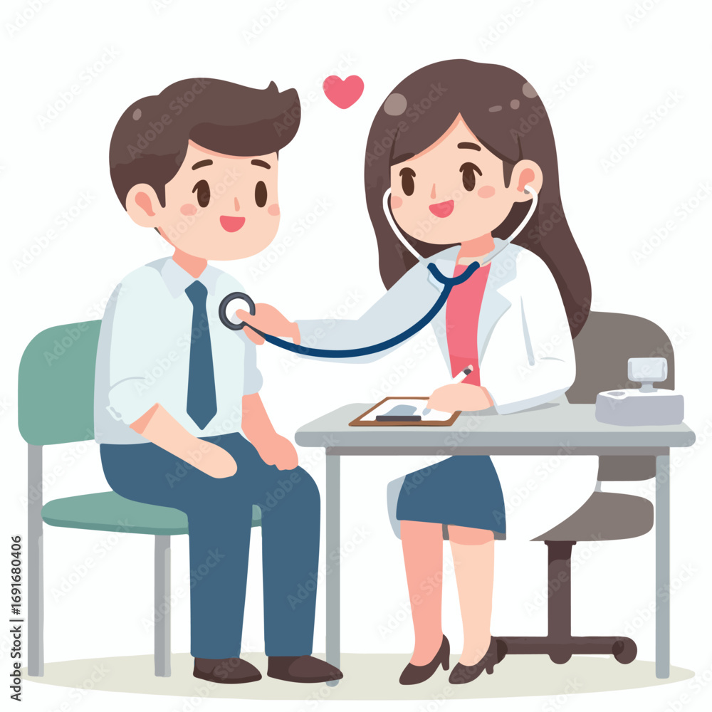 Obraz premium Doctor checking patient with stethoscope