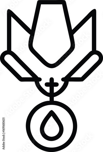 Symbol of blood donation with abstract flower and drop in line art