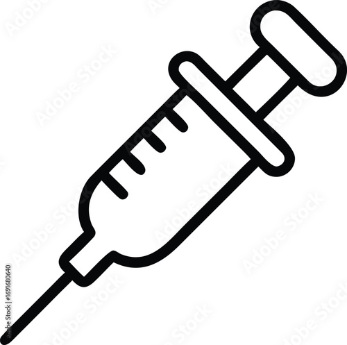 Syringe icon, medical injection in outline style, healthcare concept