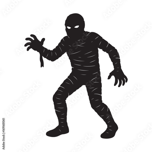 Mummy black silhouette vector illustration on white background