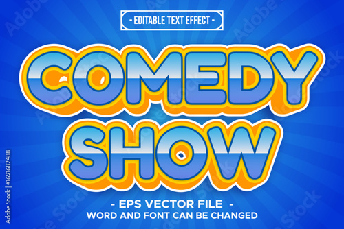 Editable Comedy Show 3D Text Effect Vector Design