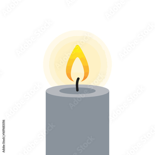 Lit Candle with Bright Flame and Soft Glow