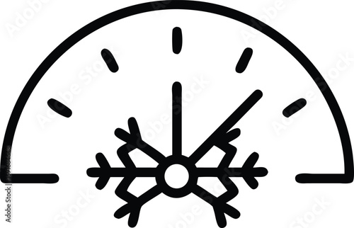 Thermometer icon with snowflake in simple outline style for winter weather