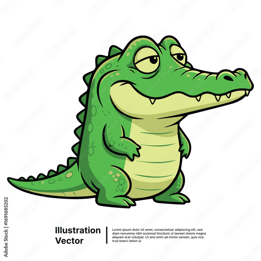 Naklejka premium Cute Cartoon Crocodile Illustration Vector