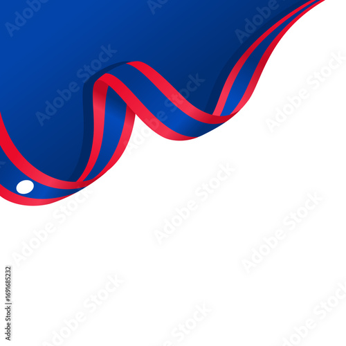 wavy ribbon of laos flag background with copy space for text. laos national day ornament