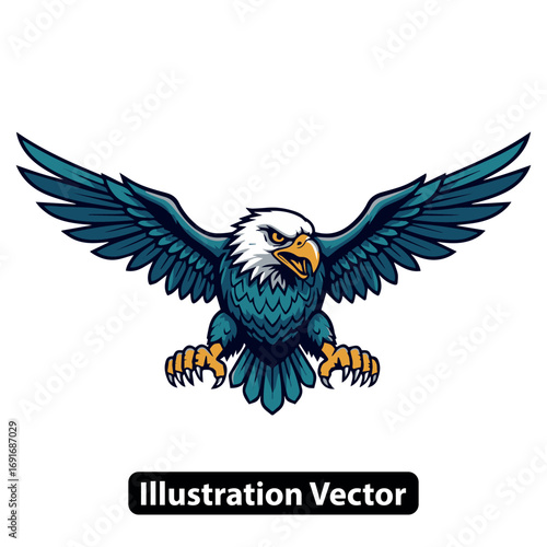 Majestic Eagle A Striking Vector Illustration of a Powerful Bird in Flight, Ready for Action
