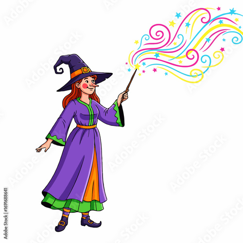 witch with magic wand