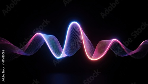 Abstract glowing neon sound wave