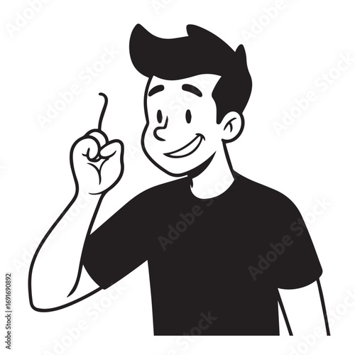 Handsome Man Black and White Illustration Vector Image Male Portrait Fashion Sketch Line Art Design	
