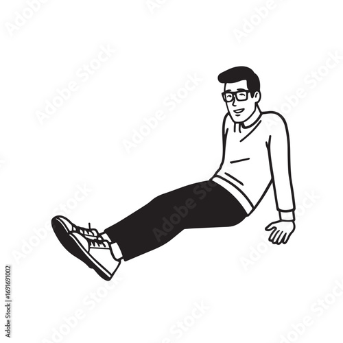 Handsome Man Black and White Illustration Vector Image Male Portrait Fashion Sketch Line Art Design	
