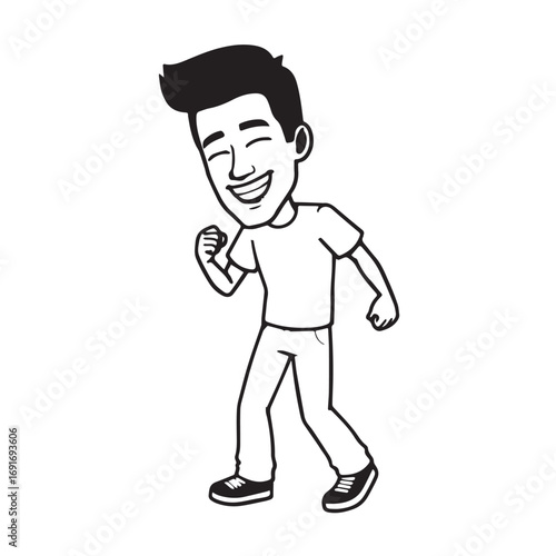 Handsome Man Black and White Illustration Vector Image Male Portrait Fashion Sketch Line Art Design	