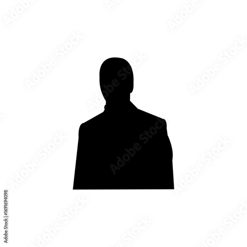 Silhouette of a man walking on a plain background