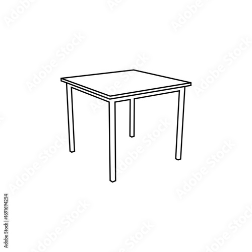 Clean line drawing of a square table, perfect for furniture design, interior design, or educational purposes.