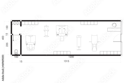 Detailed Commercial Gym Floor Plan with Equipment Layout. 9