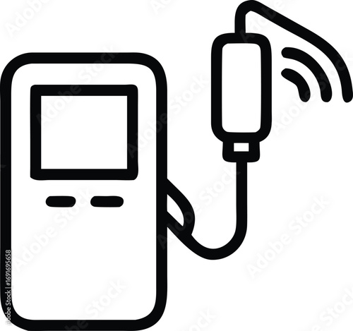 Ultrasound device icon, medical diagnostic equipment with probe, healthcare technology line art