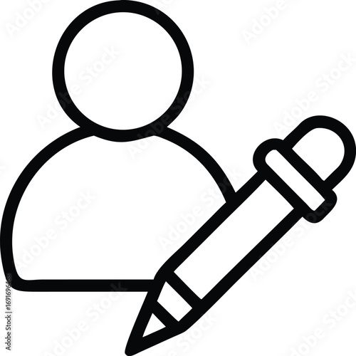 User icon with pencil outline illustration for profile editing or creation