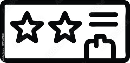 Two Stars on Rectangular Card Icon Design with White Background